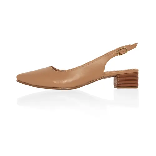 Scarpin Paris Couro Bege