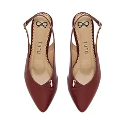 Scarpin flat Audrey Couro Vinho