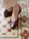 Scarpin Sofia Couro Malbec - Biqueira Croco