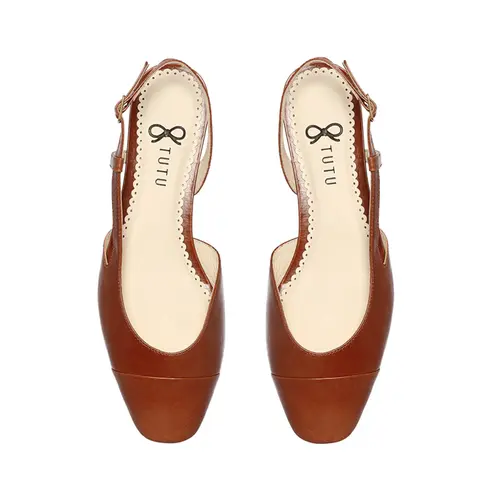 Scarpin Sofia Couro Cognac
