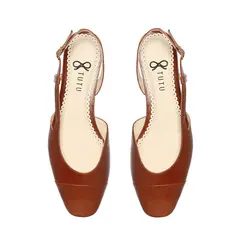 Scarpin Sofia Couro Cognac