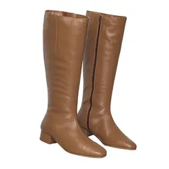 Bota Ivy Cano Longo em Couro Caramelo