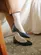 Scarpin Celine Couro Marinho