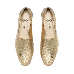Mocassim Anne Tressê Couro Ouro Suave