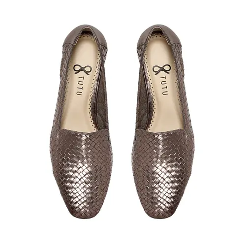Mocassim Anne Tressê Couro Prata Velha