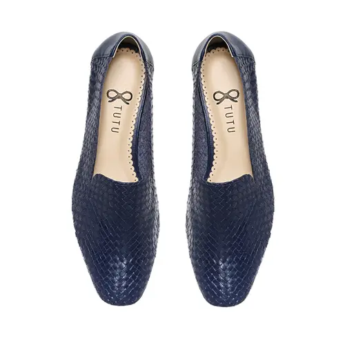 Mocassim Anne Tressê Couro Marinho