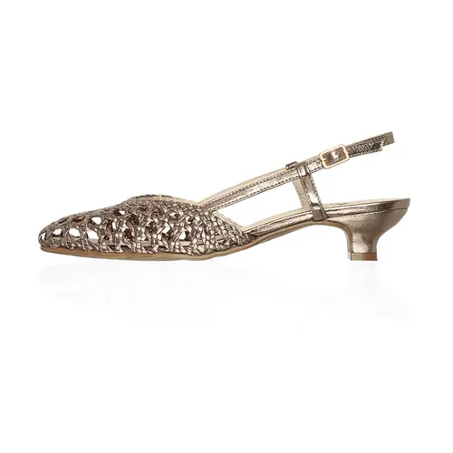 Scarpin Liv Tressê Couro Champagne